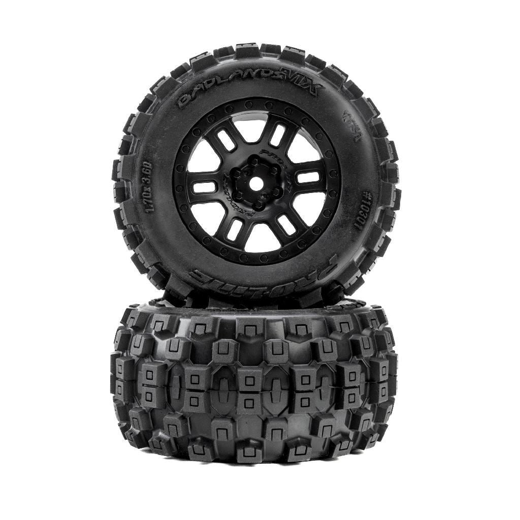 Pro-Line Badlands Front/Rear Tires Mtd 12Mm Black Split Six (2): Arrm