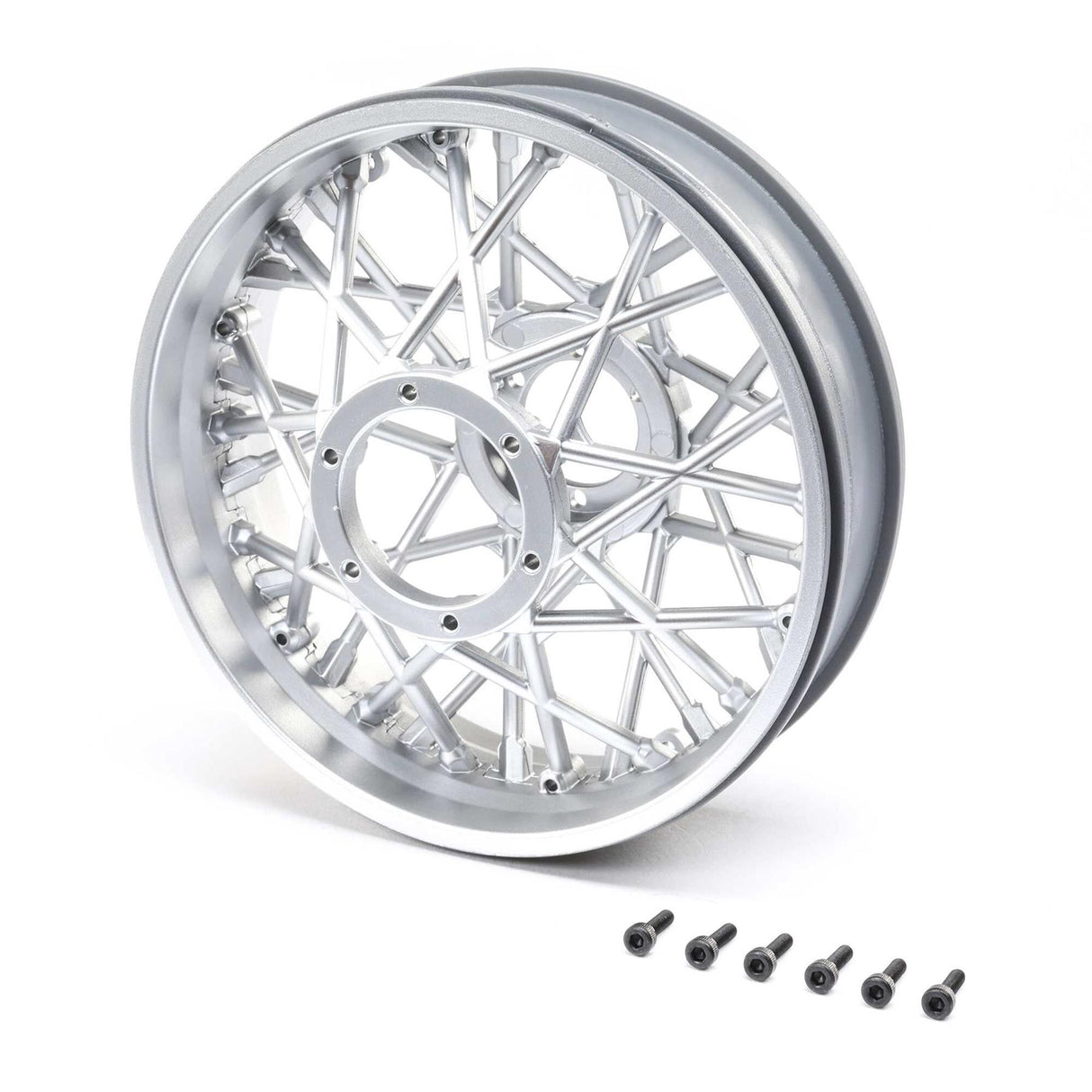 Losi Rear Wheel Set, Satin Chrome: Promoto-MX