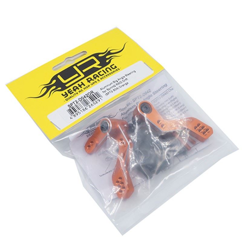 Yeah Racing Aluminum Big Angle Steering for Sprint2 RWD Drift SPT2-S04 Orange