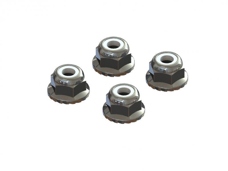 ARRMA Flanged Nyloc Locknut 4mm Silver (4) (Breaker Part)
