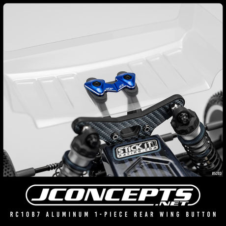 Rc10B7 Aluminium 1 Piece Rear Wing Button - Blue