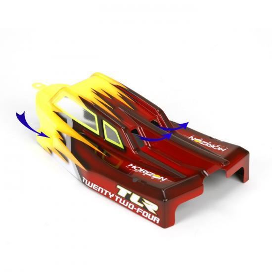 TLR Cab FWD Body & Wing Set, Clear,w/stickers: 22-4