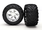 TRAXXAS Tires & wheels, assembled, glued (Geode chrome wheels, Maxx