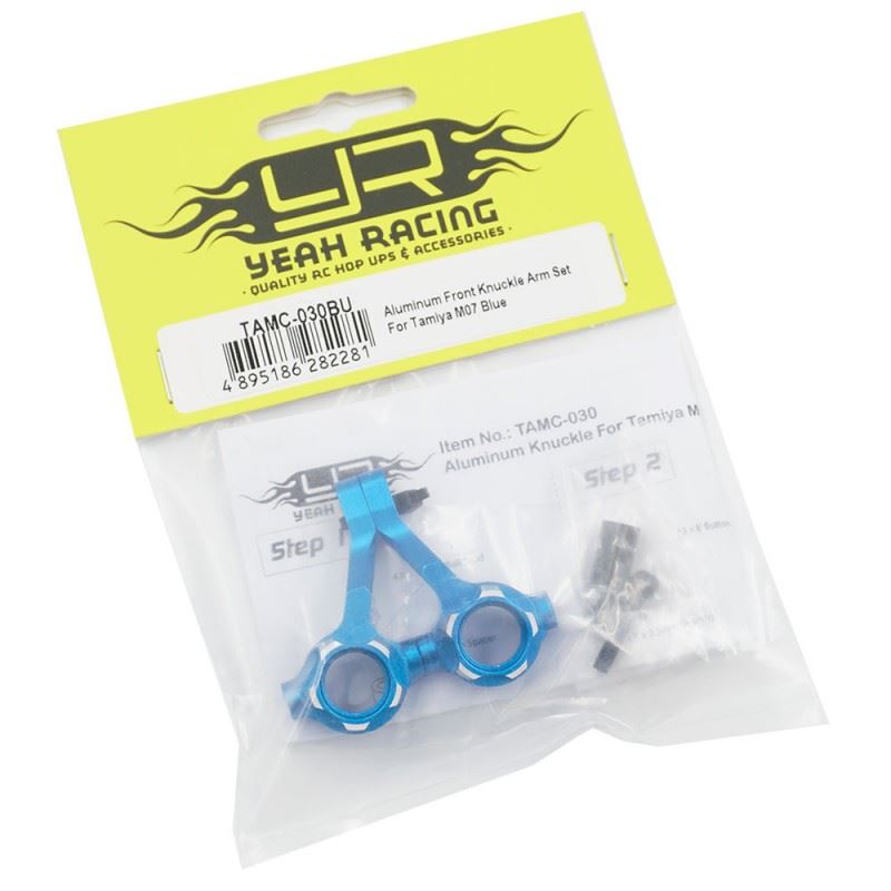 Yeah Racing Aluminum Front Steering Knuckle Set For Tamiya M07 Blue