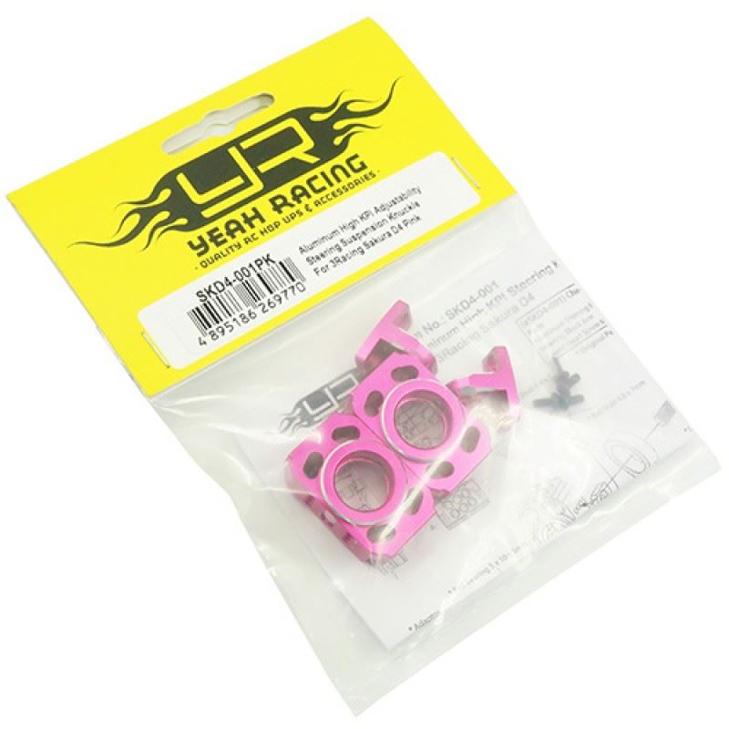 Yeah Racing Aluminum High KPI Adjustability Steering Suspension Knuckle For 3Racing Sakura D4 Pink