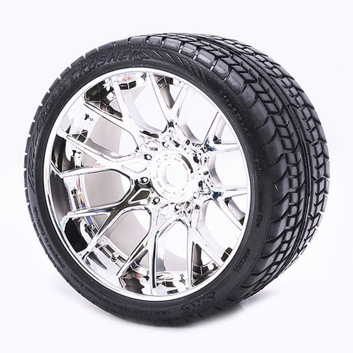 SWEEP ROAD CRUSHER BELTED TYRE SILVER 17MM WHEELS 1/2 OFFSET
