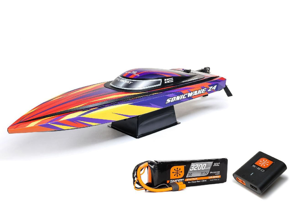 Proboat Sonicwake 24In Self-Righting Brushless Deep-V Rtr, Red