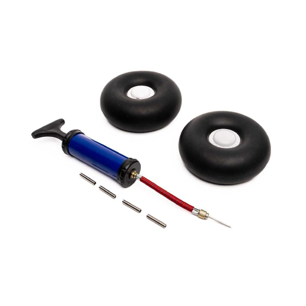 E Flite Inflatable Bead-Lock Rubber Tire Set: 120-130mm dia., 3mm-5m