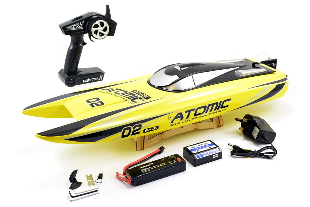VOLANTEX RACENT ATOMIC 70CM B/LESS RACEBOAT RTR COMBO(YEL) (UK PLUG)