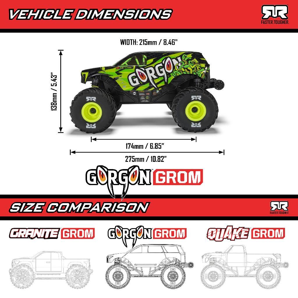 Arrma 1/16 Gorgon Grom 4X4 Rtr Monster Truck Red