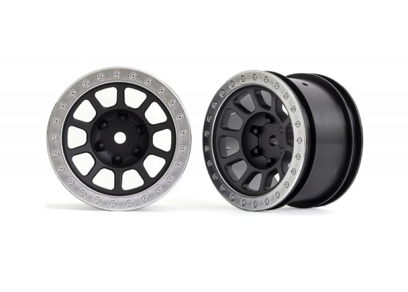 Traxxas Wheels, 2.2in (Graphite Grey, Satin Chrome Beadlock) (2) (Bandit Rear)