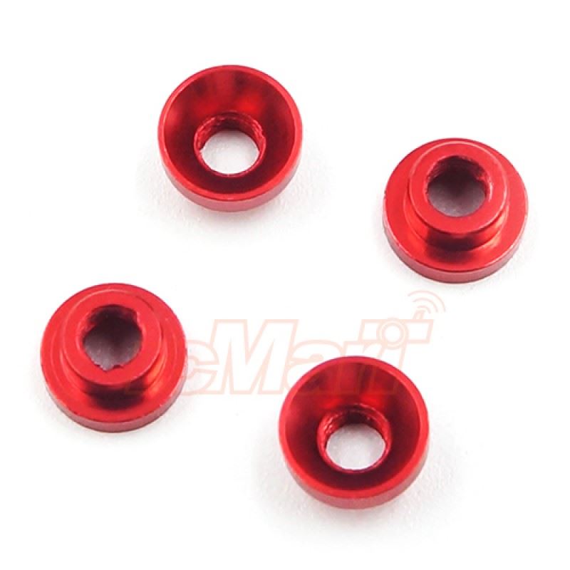 Yeah Racing Aluminum Servo Washer M3 Thread 4pcs Red