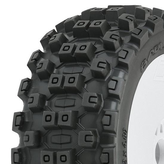 ProLine Badlands MX 1:8 Buggy M2 Tyres Pre Mounted on White Wheels (2)