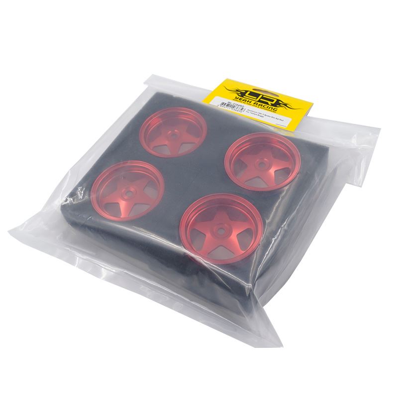 Yeah Racing Aluminum CNC 5 Spoke Rim Set Red For Tamiya 4WD Buggy