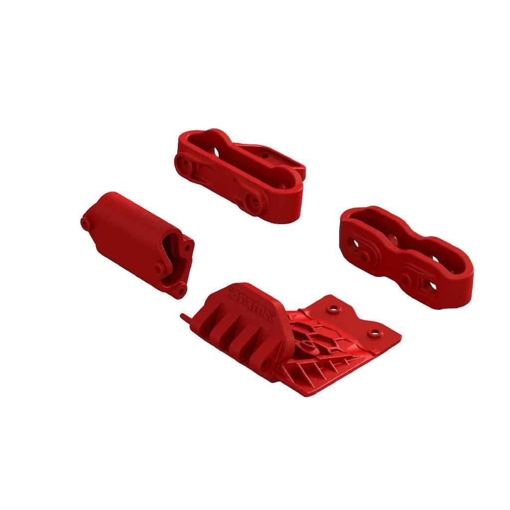 Arrma Lower Skid And Bumper Mount Set - Red