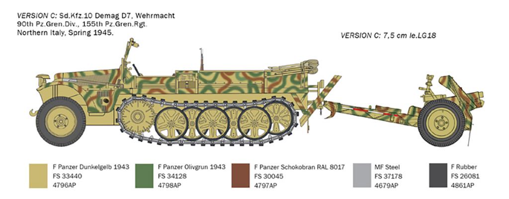 Italeri SD KFZ 10 Demag with LE IG18 & Crew