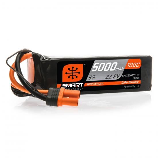 Spektrum 5000mAh 6S 22.2V 100C Smart LiPo Battery IC5 (SPMX50006S100)