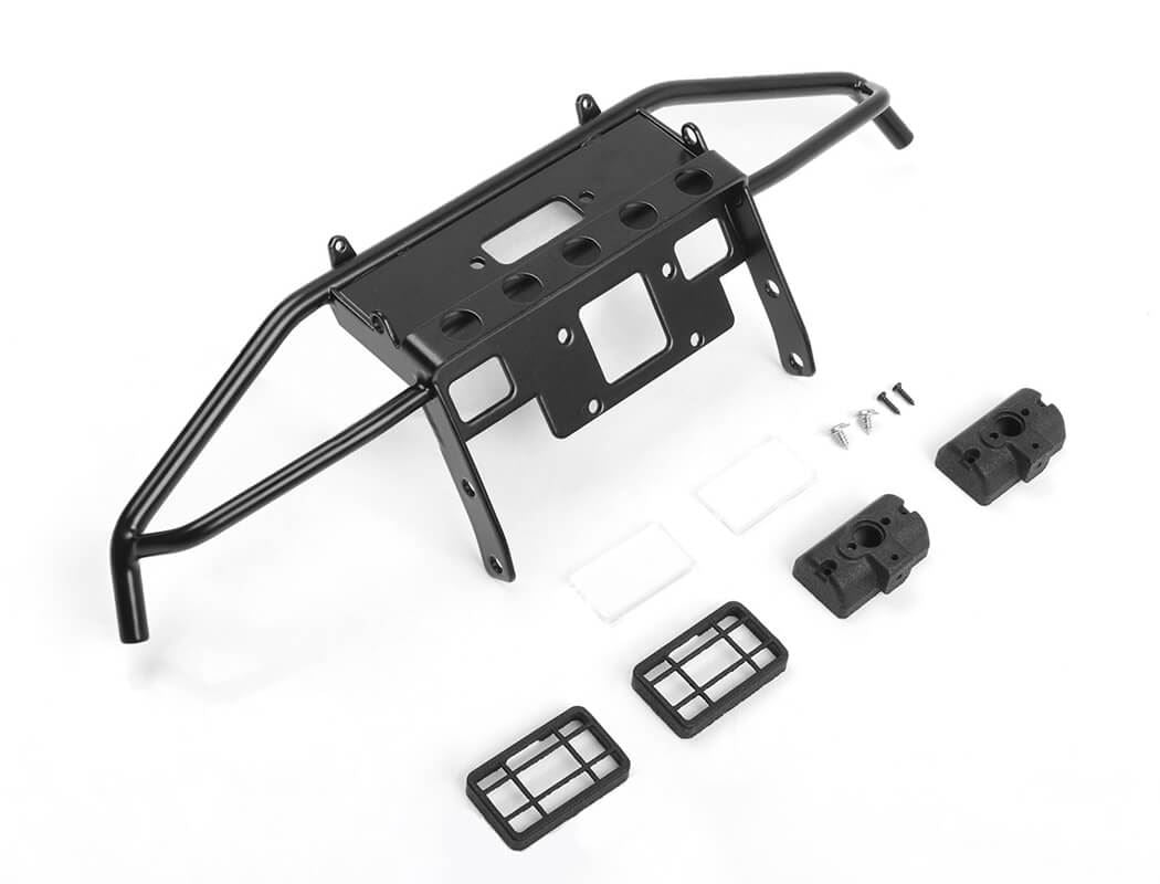 RC4WD GUARDIAN STEEL FRONT WINCH BUMPER W/LIGHTS FOR AXIAL 1/10 SCX10 II UMG10 (BLACK)