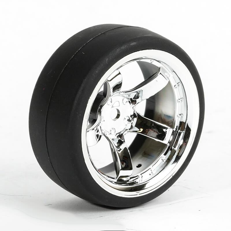 FASTRAX 1/10 (4) DRIFT D1 TYRE w/9MM 5-SPOKE WHEEL- CHROME