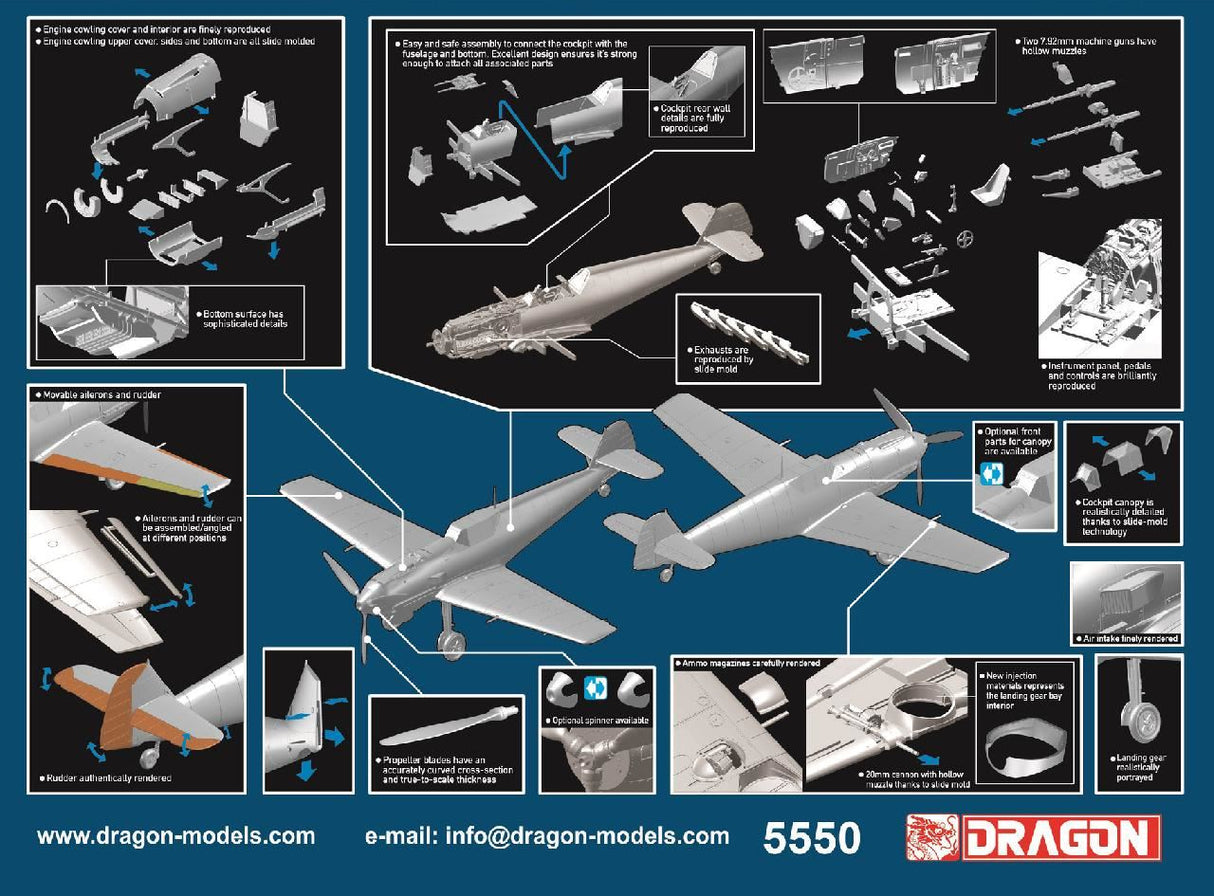 Dragon 1/48 Bf109E-4 Wwii German Fighter Plane