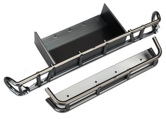 Traxxas Bumper, Rear/ Bumper Extension (Satin Black Chrome-Plated)