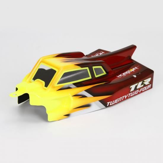 TLR Cab FWD Body & Wing Set, Clear,w/stickers: 22-4