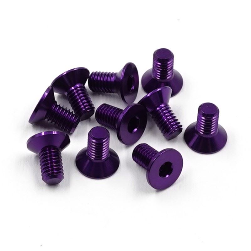 Yeah Racing Aluminum 7075 3X6Mm Hex Socket Flat Head Screws 10Pcs Purple