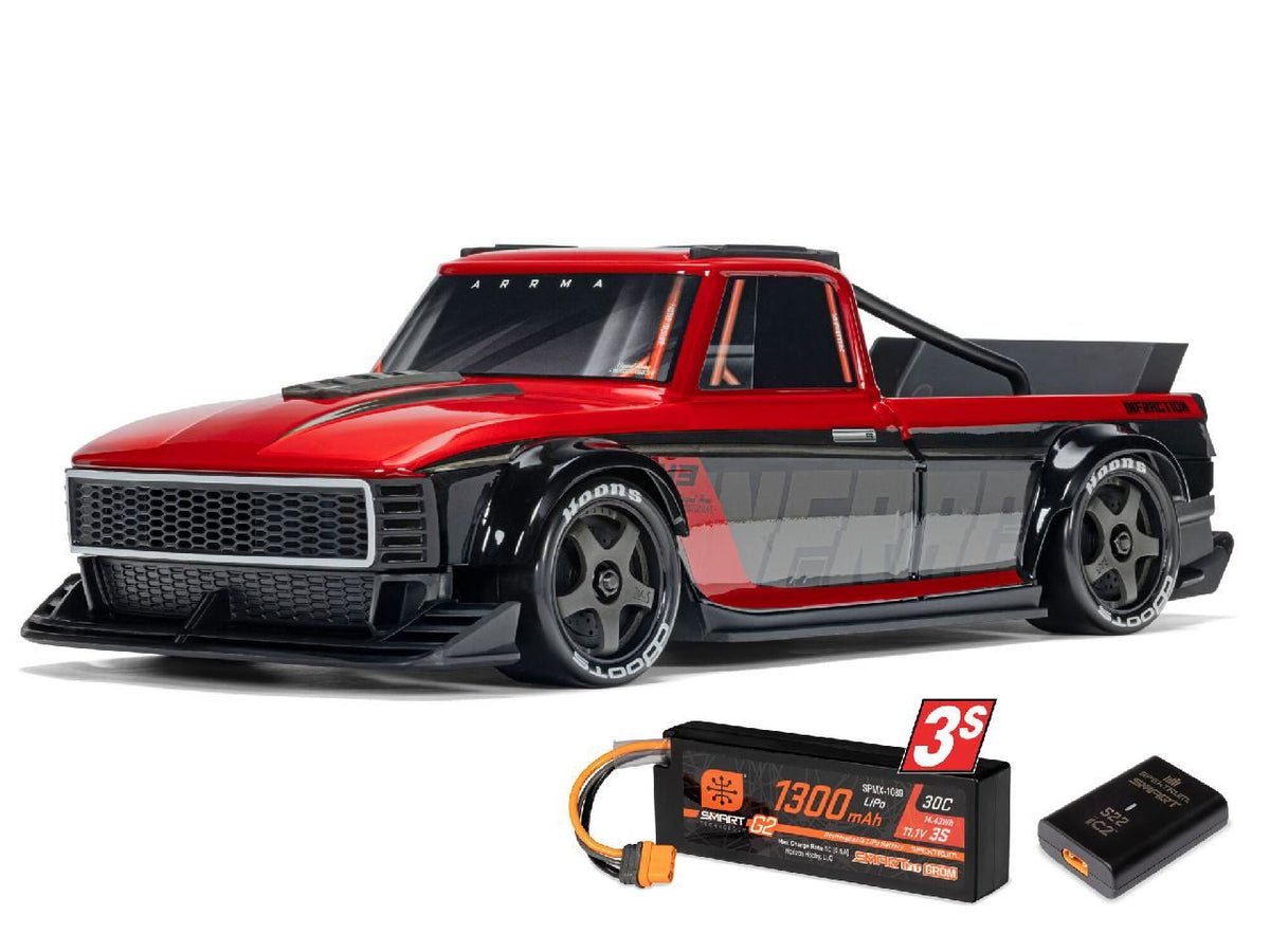 Arrma 1/12 Infraction Grom 3S Blx 4X4 Rtr W. Batt/Charg, Red/Black