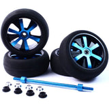 Yeah Racing Aluminum Stylish Spinning Rims (4pcs) BU 6-Spoke Tire Set w/Free Tire Holder for 1:10 Touring Cars