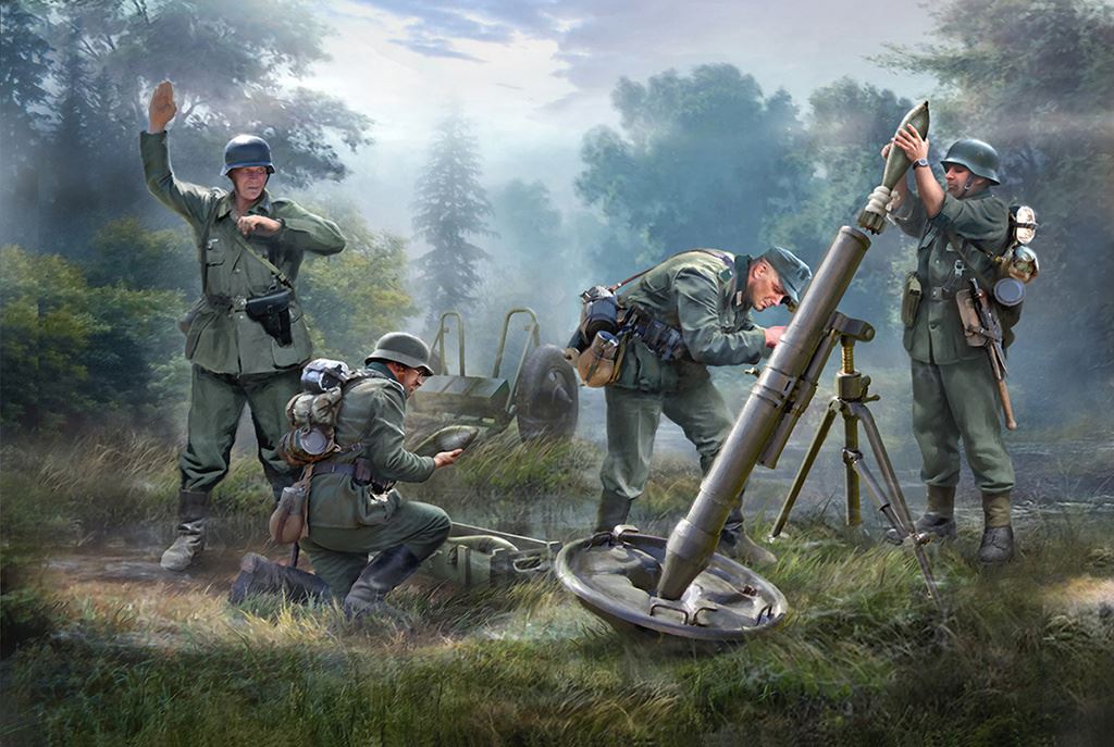 Zvesda    German 120mm Mortar w/Crew