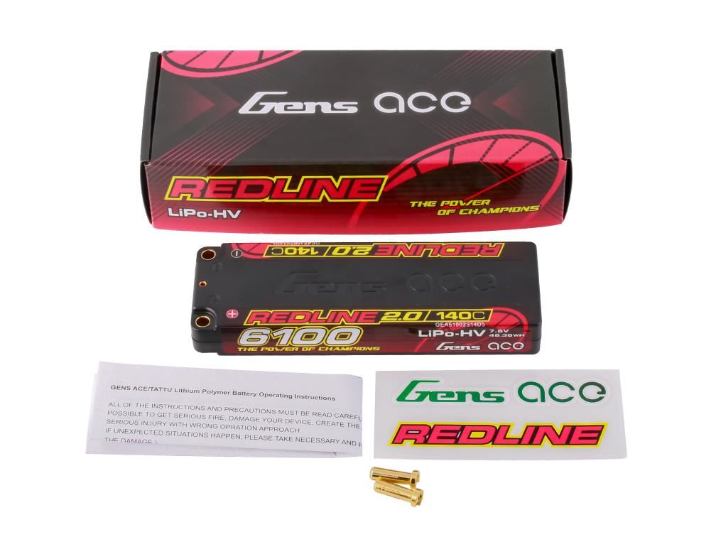 Gens Ace Li-Po HV Car Hard Case 2S1P 7.6V 6100mAh 140C RL2 with 5mm
