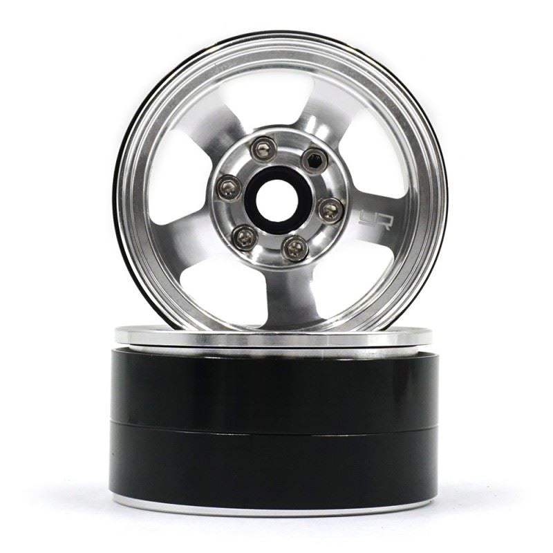 Yeah Racing 1.9 Aluminum CNC 5 Spoke Beadlock Wheel 2pcs Silver