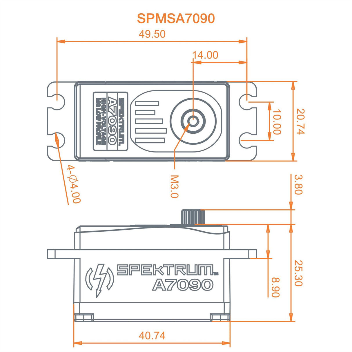 Spektrum A7090 Brushless Low Profile Metal Gear HV Servo