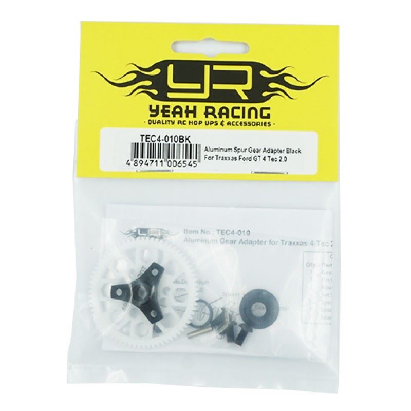 Yeah Racing Aluminum Spur Gear Adapter Black For Traxxas Ford GT 4 Tec 2.0