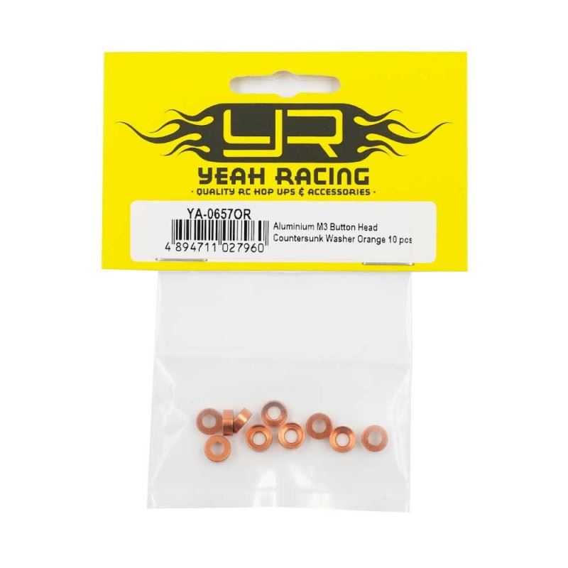 Yeah Racing Aluminum M3 Button Head Countersunk Washer Orange 10 pcs