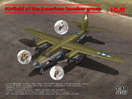 Icm Airfield Of The American Bomber Group (B-26G Marauder With Crew & Landing Mat)