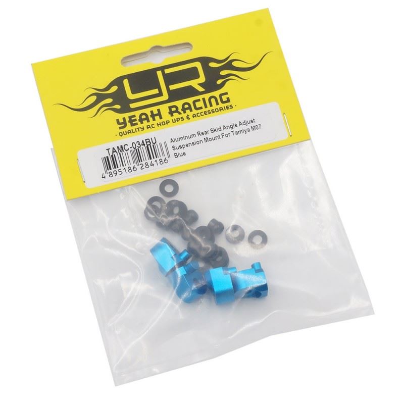 Yeah Racing Aluminum Rear Skid Angle Adjust Suspension Mount For Tamiya M07 Blue