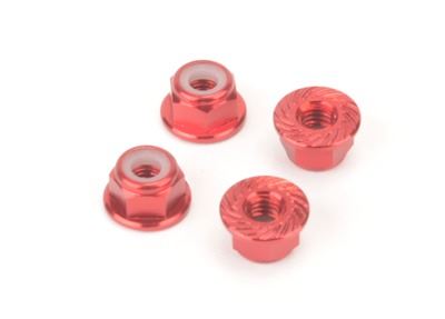 Monkey King M4 Alloy Serrated Nyloc Nuts - Red - 4pcs