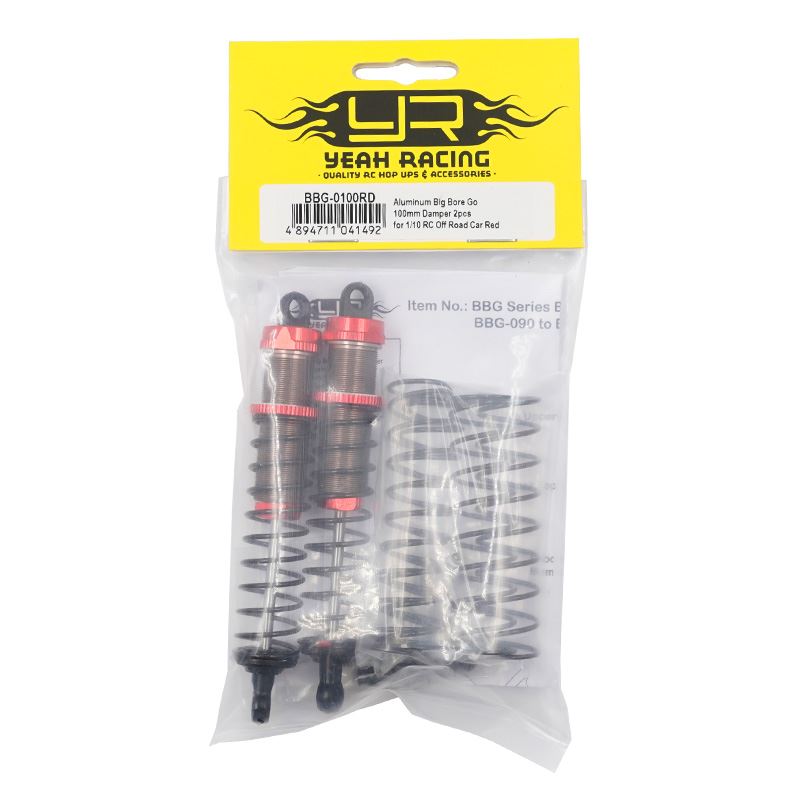 Yeah Racing Aluminum Big Bore Go 100mm Damper 2pcs for 1/10 RC Off Road Car Red