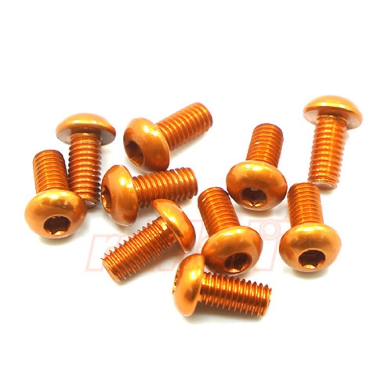 Yeah Racing Aluminum 7075 3x6mm Hex Socket Button Head Screws 10pcs Orange