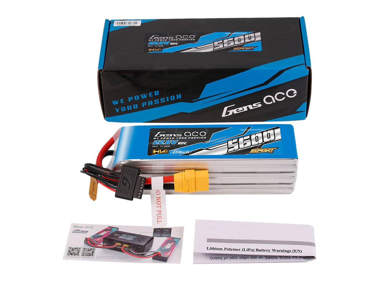 Gens Ace Li-Po G-Tech Sport Hv 6S 22.2V 5600Mah 80C With Xt90