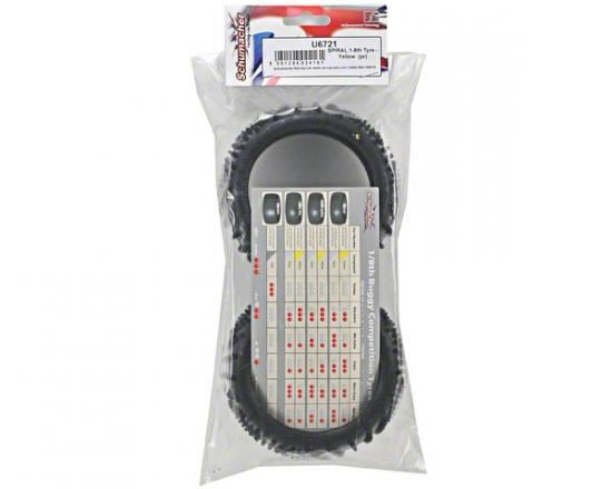 Schumacher Yellow Spiral 1/8 Buggy Tyres - 1 Pair