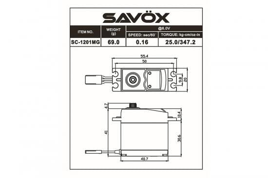 Savox Digital Coreless Servo 25Kg/0.15@6V