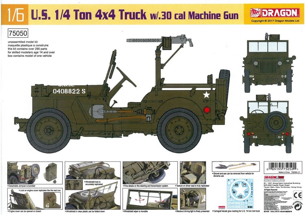 Dragon 1/6 1/4-Ton 4x4 Truck w/.30 cal MG   (BonusBritish Vehicle Marking included)