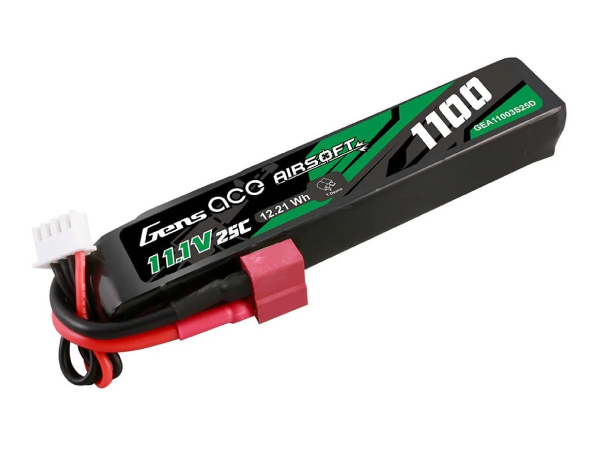 Gens Ace Airsoft 3S 1100Mah 25C With Deans (Fit Most Aeg)