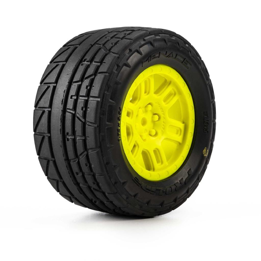 Pro-Line 1/16 Menace Front/Rear Street Tires Mounted 12Mm Yellow Spli
