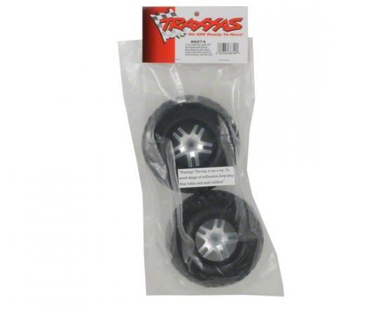 TRAXXAS Tires & wheels:SCT Split-Spoke sat.chr/blk b'lock w/Kumho