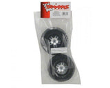 TRAXXAS Tires & wheels:SCT Split-Spoke sat.chr/blk b'lock w/Kumho