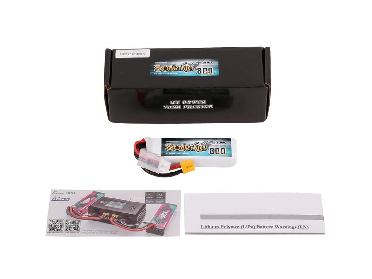 Gens Ace Li-Po 2S 7.6V 800Mah 30C Soaring With Xt30