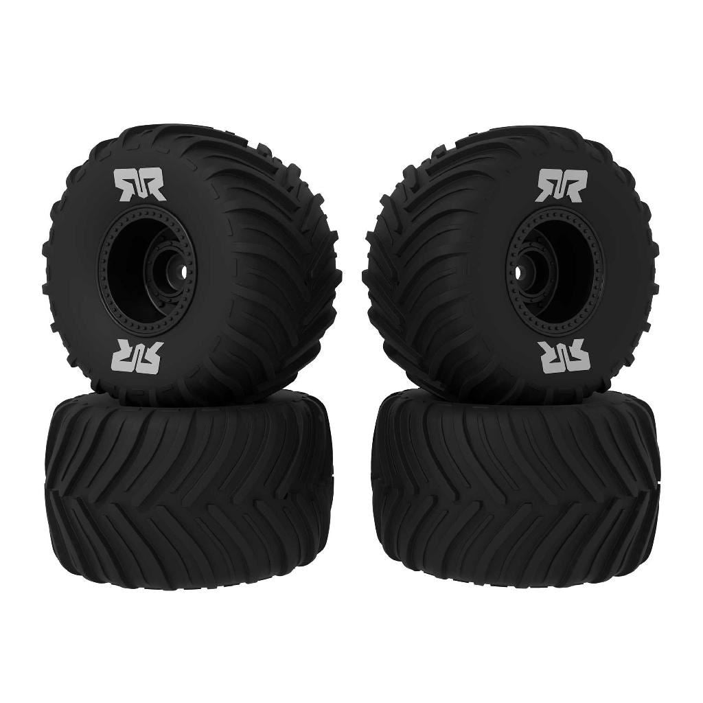 Arrma Dboots Chevron Mounted Tire Set Glued, Black (2 Pairs): Grom
